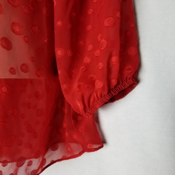 A.Byer Red Sheer Bow Back Blouse - Size M - UD02 - Picture 4 of 6